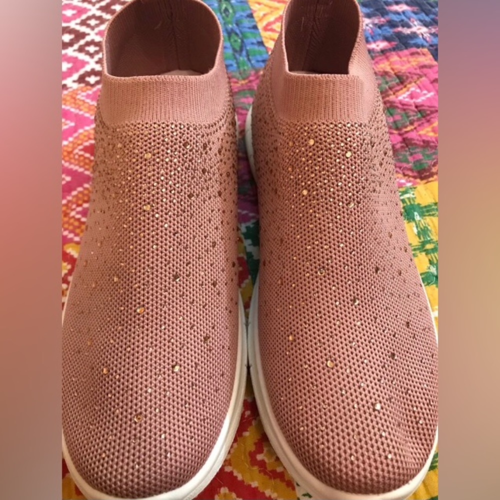 Pink bedazzled sock sneakers